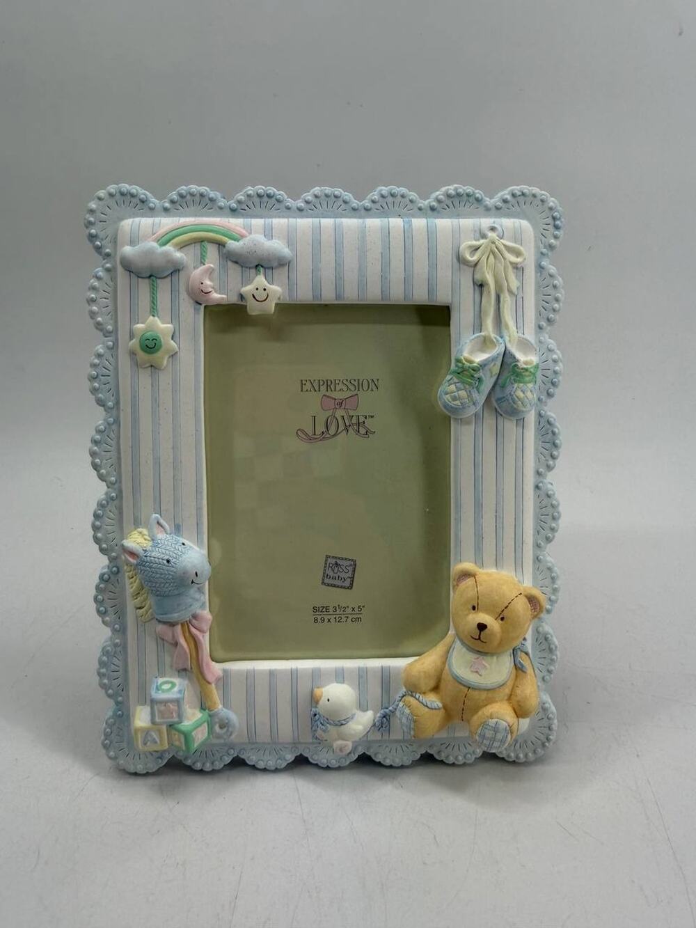 Russ Baby Expressions of Love Blue Hand Painted Photo Frame 3.5x5 NIB 24357